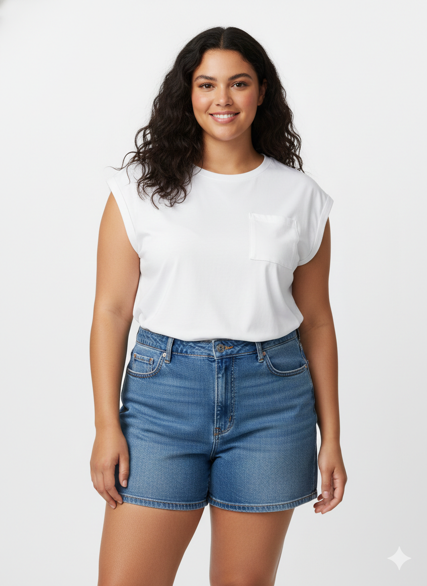 Remera Blanca sin Mangas con Bolsillo