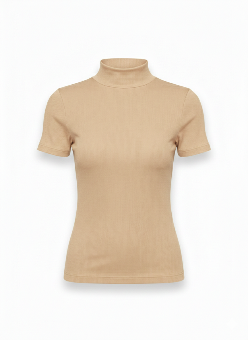 Remera de Punto Liso de Cuello Alto