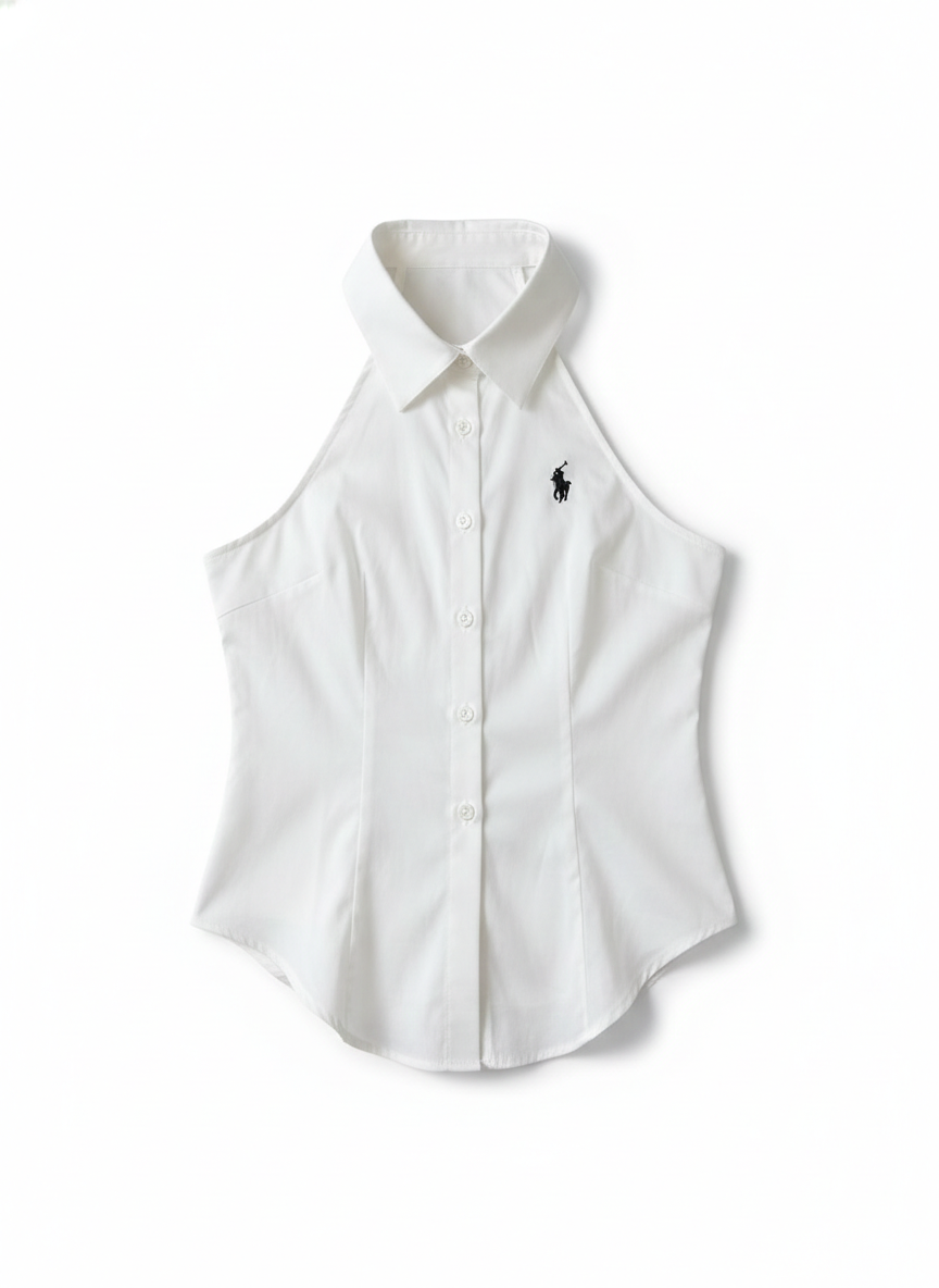 Camisa Polo sin mangas Blanca