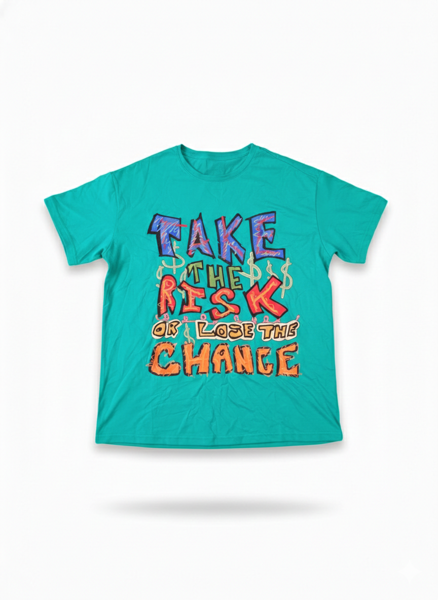 Remera Turquesa de Algodón Estampada