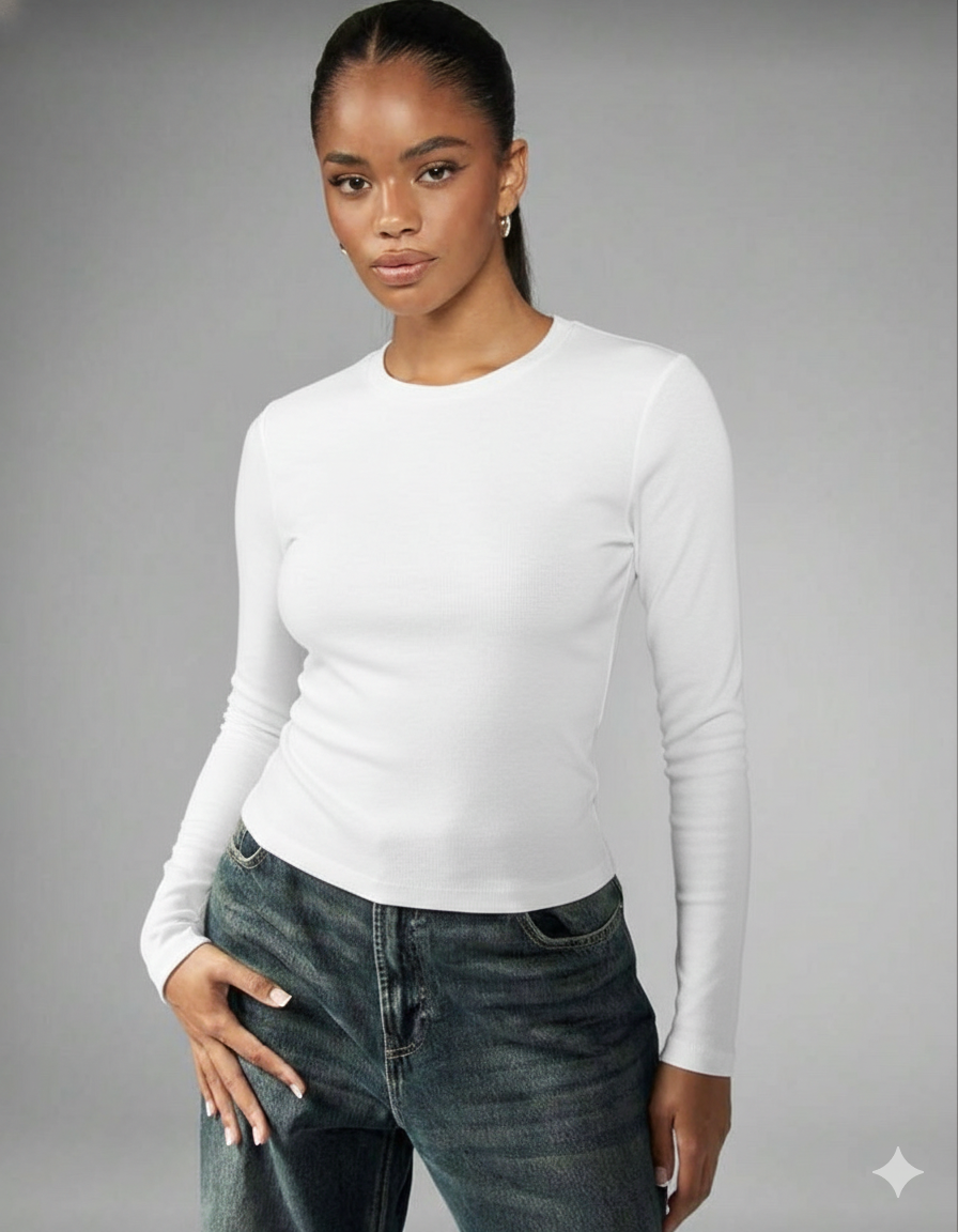 Camiseta Manga Larga Blanca básica